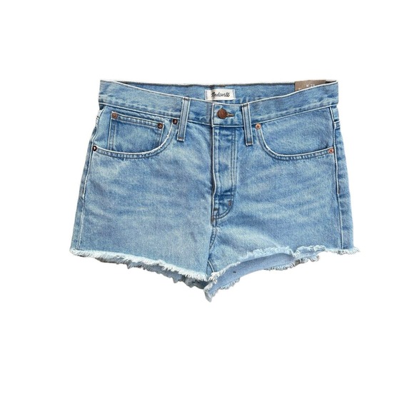 Madewell Relaxed Mid-Length Denim Shorts in‎ Arnham Wash Destructed, Size 29 - Picture 1 of 7